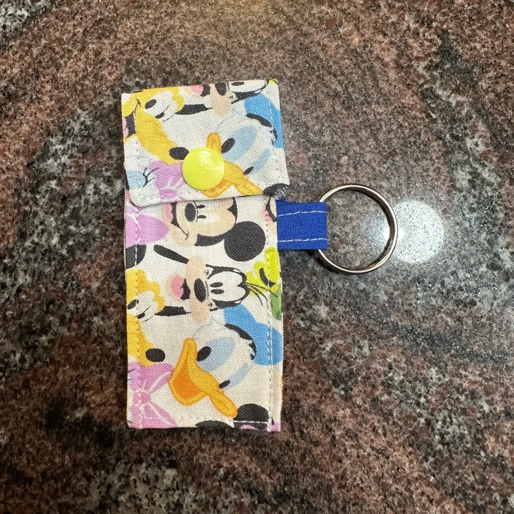 Handmade lip balm holder keychain- Mickey Mouse and friends